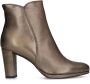 Manfield Dames Goudkleurige leren enkellaarsjes met hak - Thumbnail 1