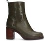 Manfield Dames Groene leren enkellaarsjes met crocoprint - Thumbnail 1