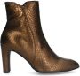 Manfield Dames Bronskleurige leren enkellaarsjes met slangenprint - Thumbnail 1