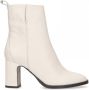 Manfield Dames Off white leren enkellaarsjes met hak - Thumbnail 1