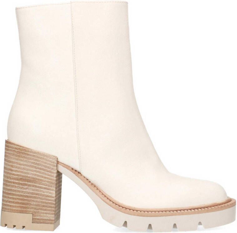 Manfield leren enkellaarzen off white