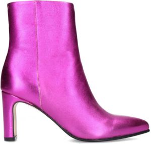 Manfield Dames Roze leren enkellaarsjes met hak