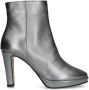 Manfield Dames Zilverkleurige leren enkellaarsjes met hak - Thumbnail 1