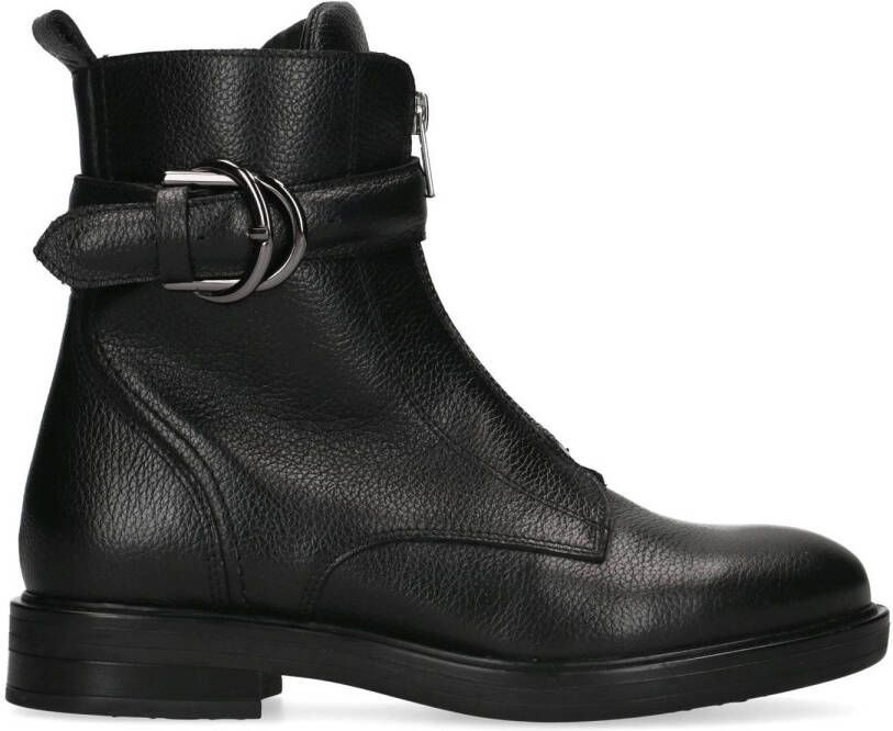 Manfield leren enkelboots zwart