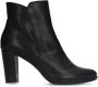 Manfield Dames Zwarte leren enkellaarsjes met hak - Thumbnail 1