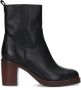 Manfield Dames Zwarte leren enkellaarsjes met hak - Thumbnail 1