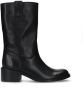 Manfield Dames Zwarte leren laarsjes - Thumbnail 1