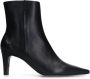 Manfield Dames Zwarte leren enkellaarsjes met hak - Thumbnail 1