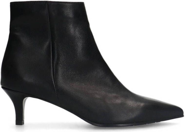 Manfield Dames Zwarte leren enkellaarsjes met hak - Foto 2