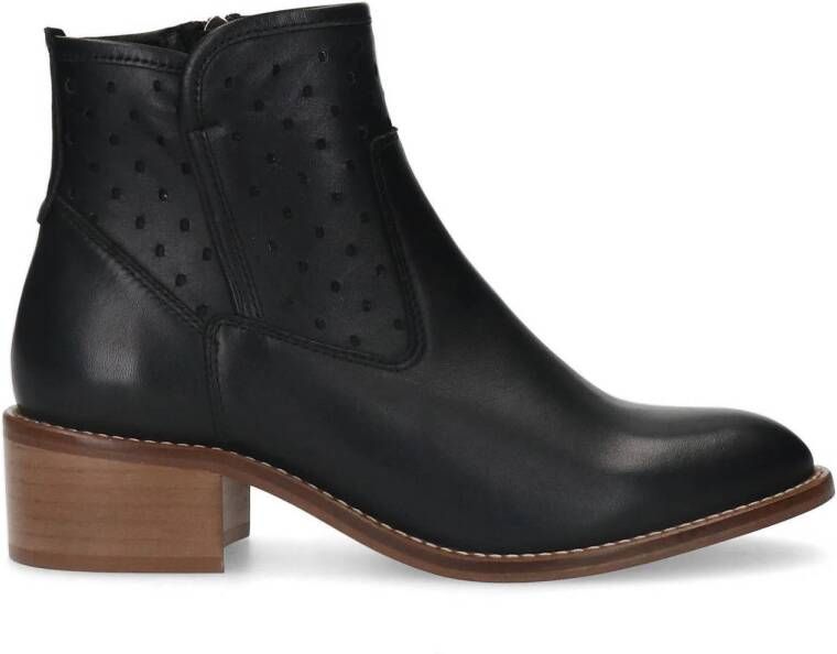 Manfield Dames Zwarte leren enkellaarsjes