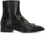 Manfield Dames Zwarte leren enkellaarsjes met studs - Thumbnail 1