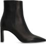 Manfield Dames Zwarte leren enkellaarsjes met hak - Thumbnail 1