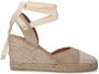 Manfield Dames Beige leren sleehakken met lint - Thumbnail 1