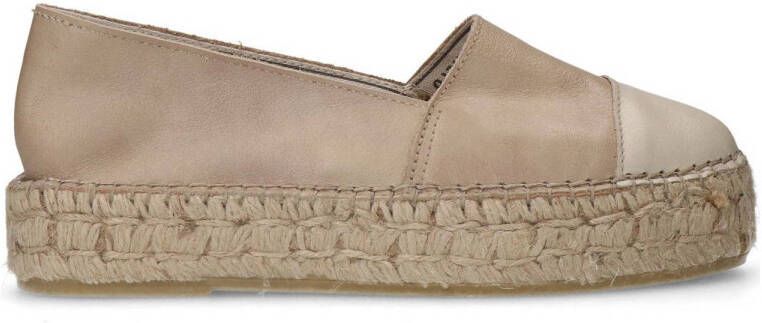 Manfield Dames Witte leren espadrilles met plateauzool