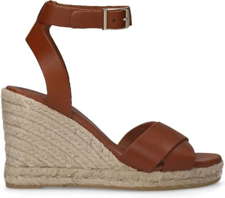 Manfield leren espadrilles cognac