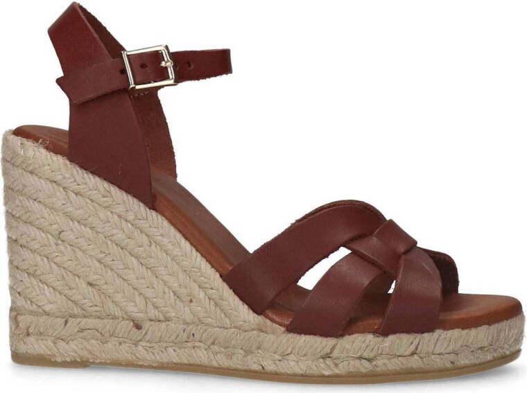 Manfield leren espadrilles cognac