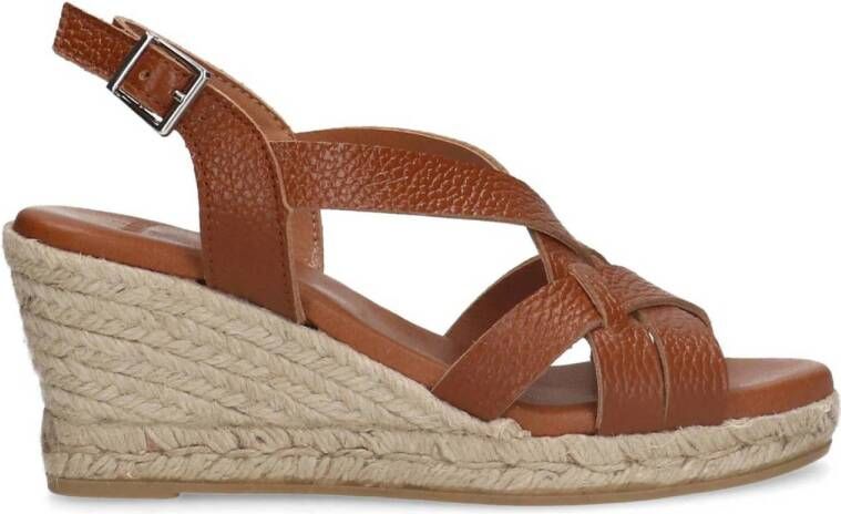 Manfield leren espadrilles cognac