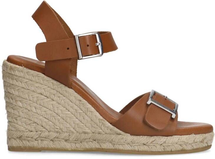 Manfield leren espadrilles cognac