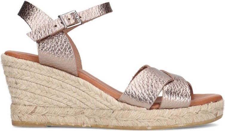 Manfield leren espadrilles goud