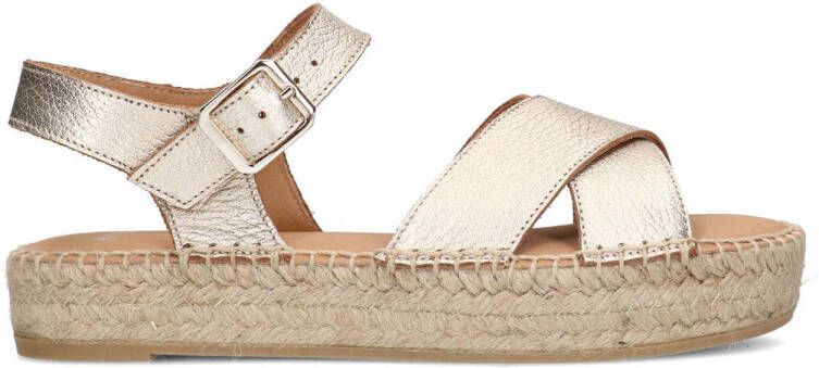 Manfield leren espadrilles goud