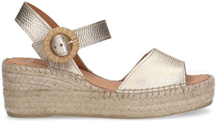 Manfield leren espadrilles goud