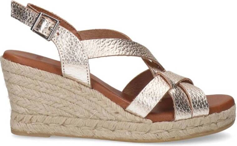 Manfield leren espadrilles goud