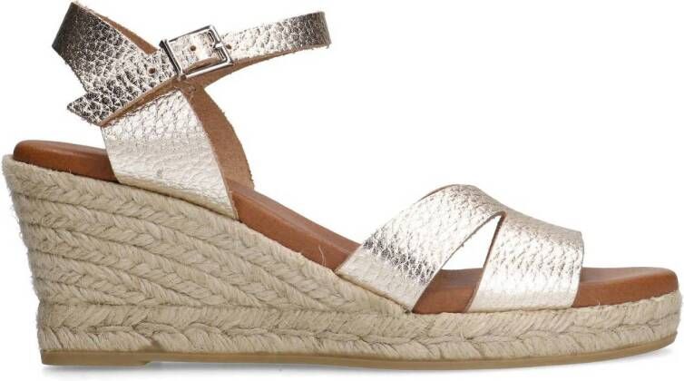 Manfield leren espadrilles goud