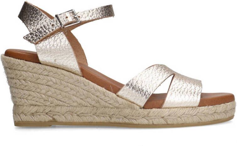 Manfield Dames Goudkleurige leren sleehakken