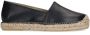 Manfield Dames Zwarte leren espadrilles - Thumbnail 1