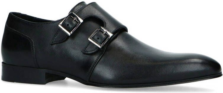 Manfield Heren Zwarte leren gespschoenen Schoenen