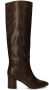 Manfield Dames Bruine snake print hoge leren laarzen met hak - Thumbnail 1