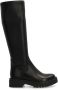 Manfield Dames Zwarte hoge leren stretch laarzen - Thumbnail 1