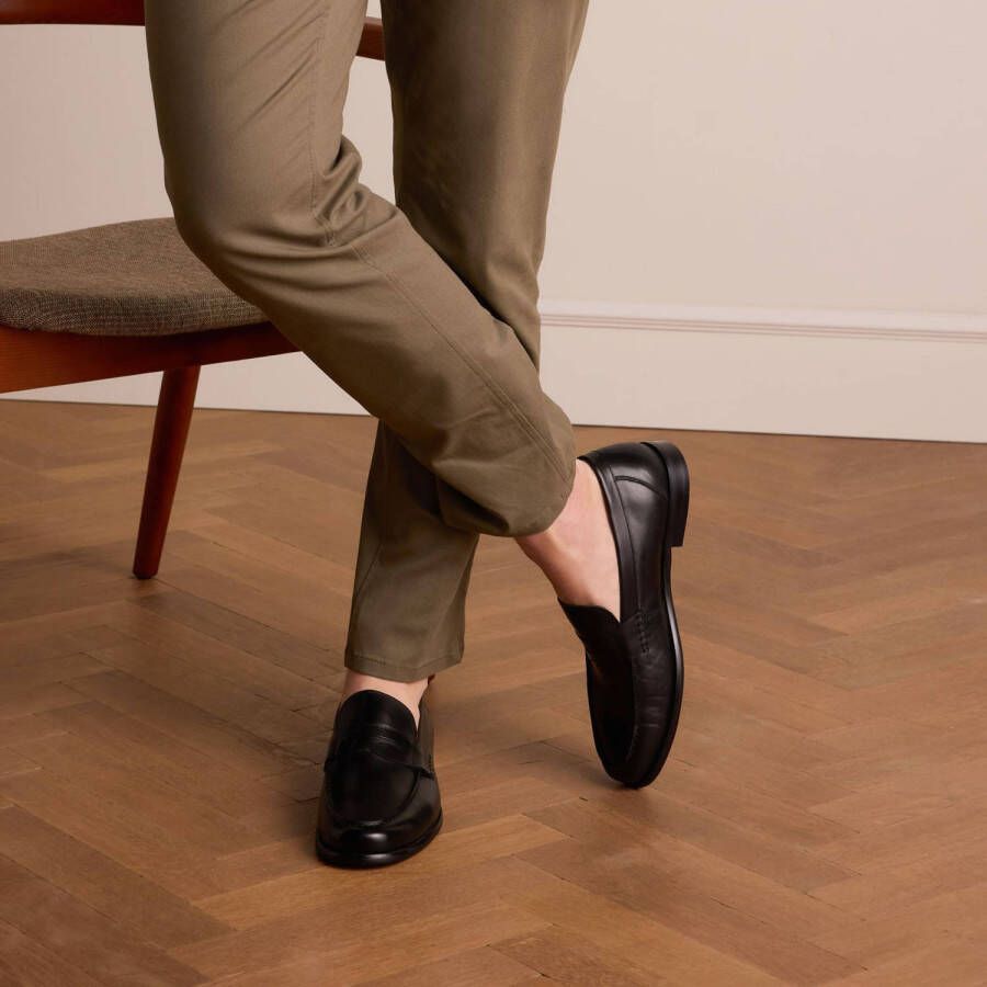 Manfield Heren Zwarte leren loafers