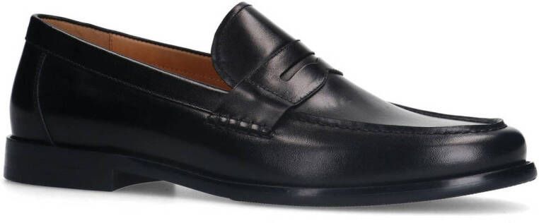Manfield Heren Zwarte leren loafers