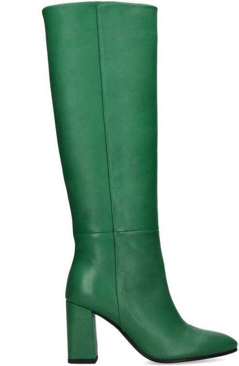 Manfield Dames Groene leren hoge laarzen met hak Schoenen