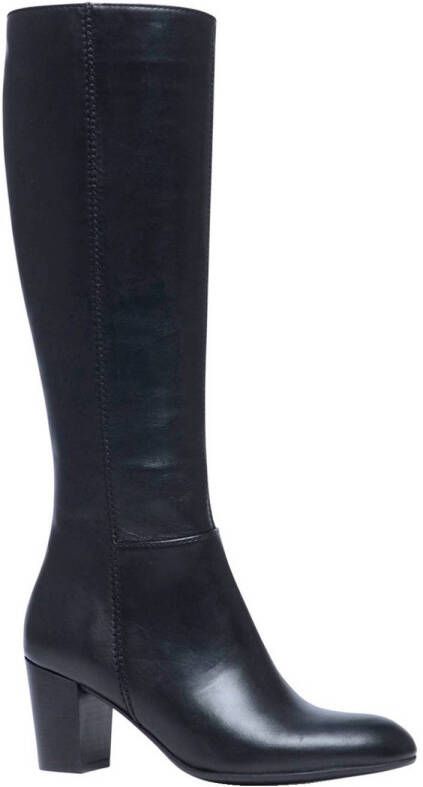 Manfield Dames Zwarte hoge laarzen met hak met smalle schacht