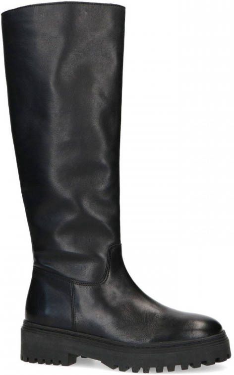 Manfield Dames Hoge zwarte leren chelsea boots - Schoenen.nl