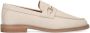 Manfield Dames Beige leren loafers met goudkleurig detail - Thumbnail 1