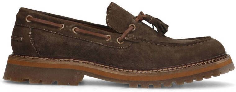 Manfield Heren Bruine leren loafers