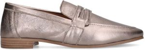 Manfield Dames Grijze metallic leren loafers