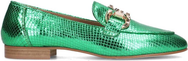 Manfield leren loafers groen metallic