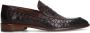 Manfield Heren Bruine leren loafers met crocoprint - Thumbnail 1