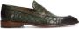 Manfield Heren Groene leren loafers met crocoprint - Thumbnail 1