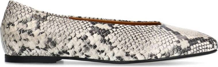 Manfield leren loafers met slangenprint grijs