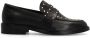 Manfield Dames Zwarte leren loafers met goudkleurige studs - Thumbnail 1