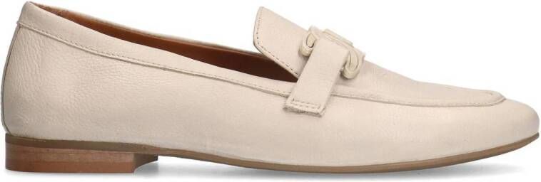 Manfield Dames Goudkleurige leren loafers met detail