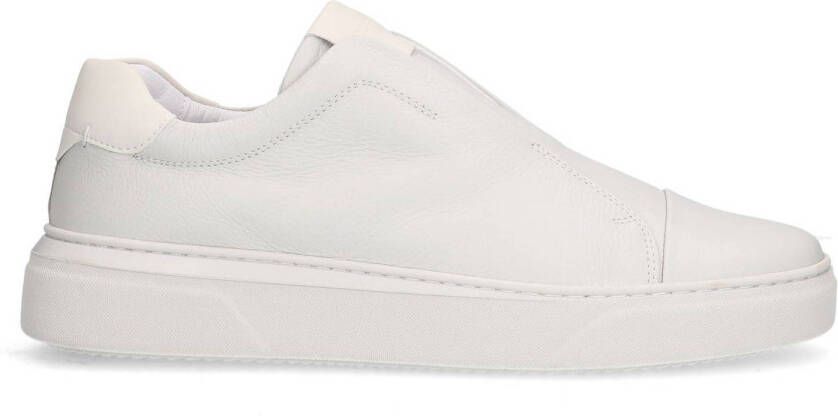 Manfield Heren Witte leren sneakers