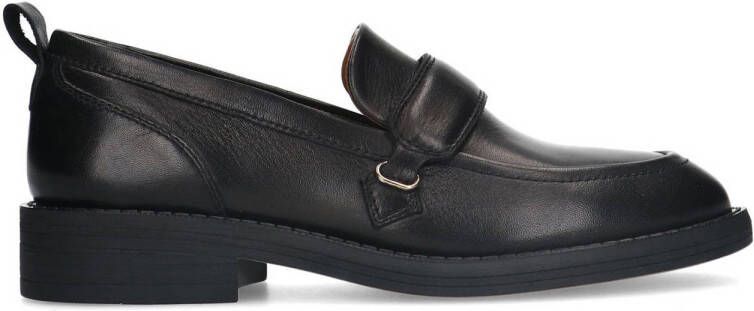 Manfield Dames Zwarte leren loafers