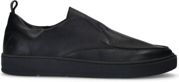 Manfield Heren Zwarte leren loafers