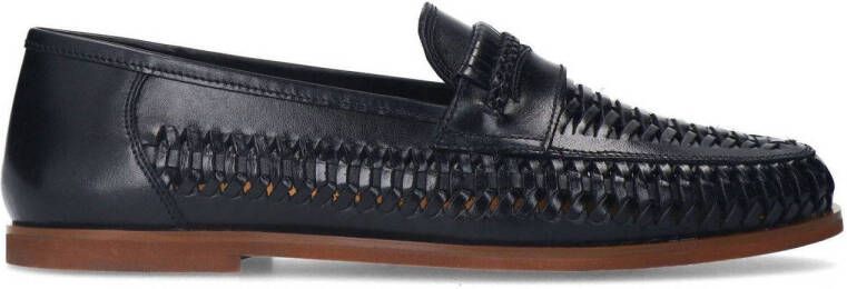 Manfield Heren Zwarte leren loafers